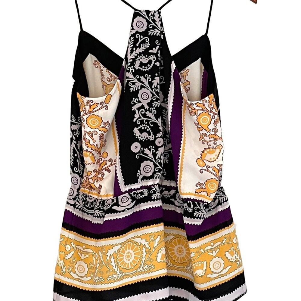 Eva Mendes Satin Floral Silk Scarf Print Cami, Boho, Colorful, Size M - Picture 2 of 12